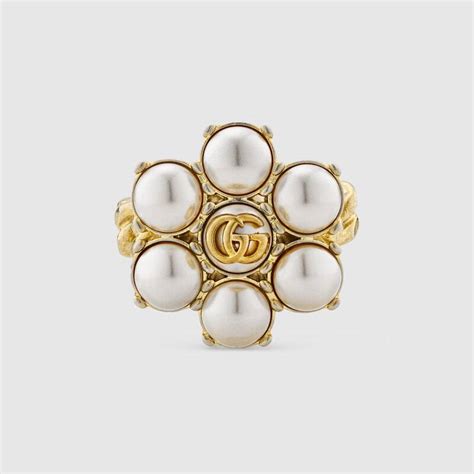 gucci pearl double g ring|gucci snake ring women's.